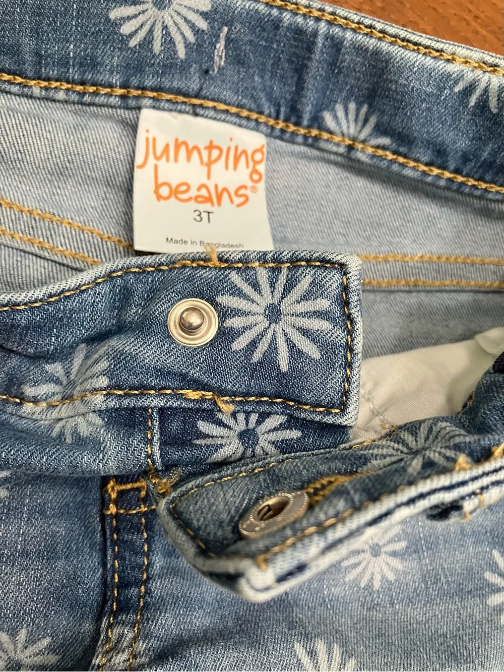 jumping beans Blue Daisy-Print Frayed-Hem Denim Shorts